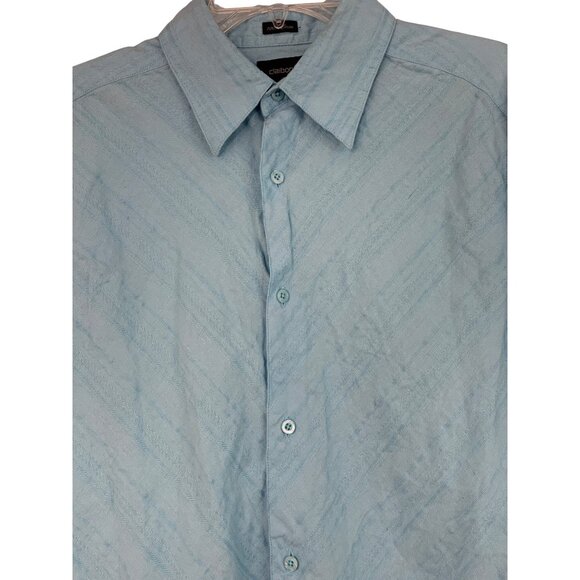Claiborne Mens Blue Linen Button Shirt Large Vacay 8891 EUC cruise Island - Picture 5 of 8